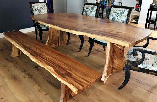 Dining table with bench